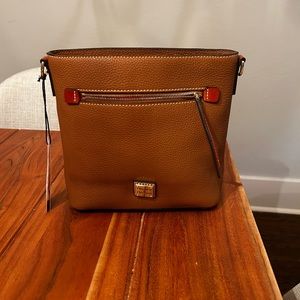 Dooney and Bourke Saffiano Small Zip Crossbody bag in caramel